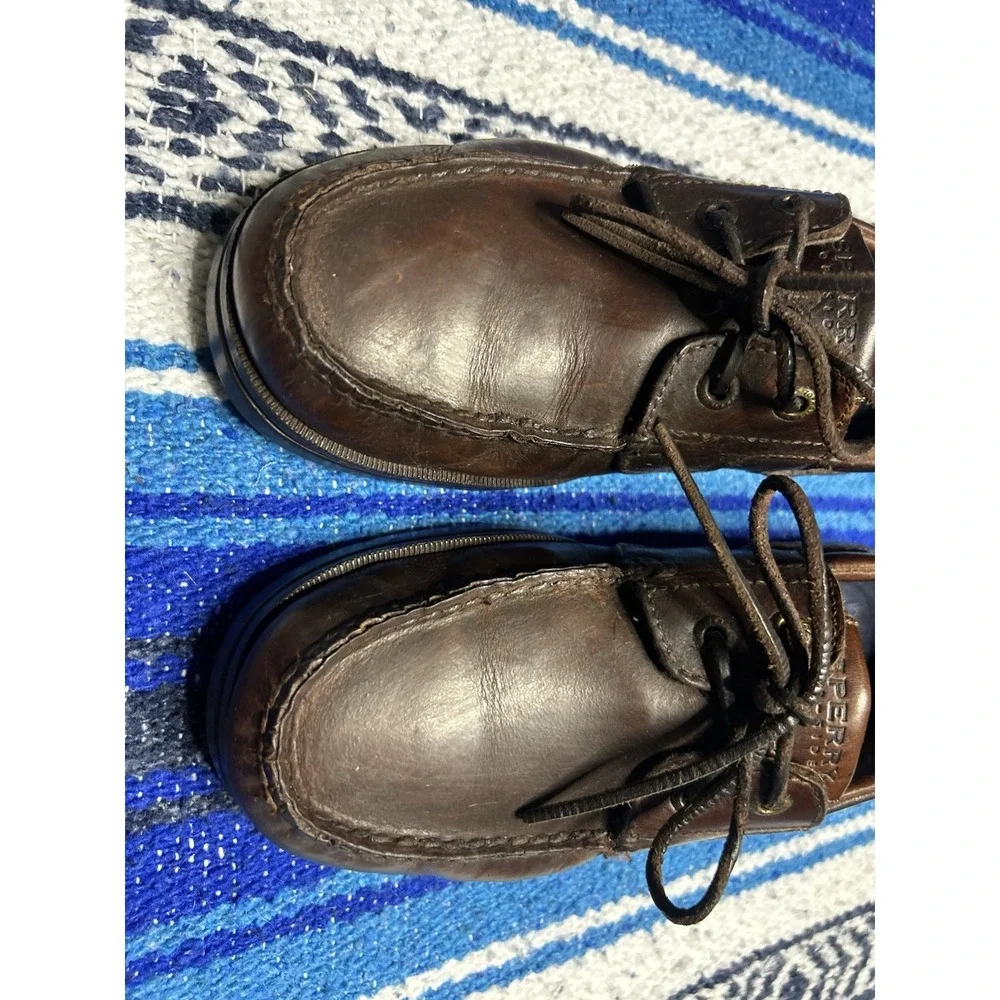 Sperry Top-Sider Brown Leather Boat Shoes Men's Size 8M 2 Eye Moc Toe Casual